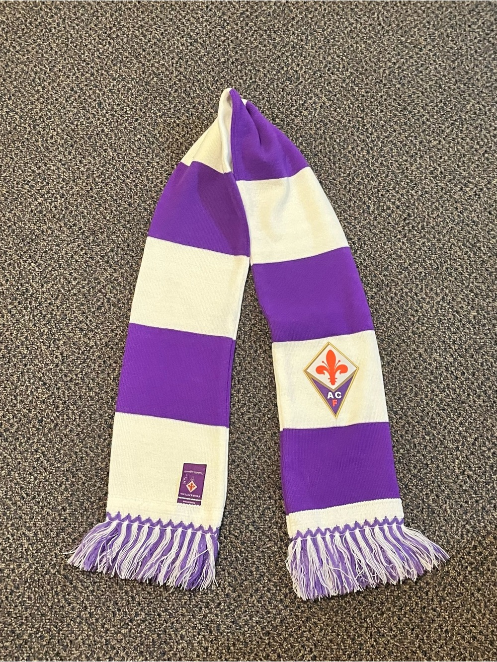 Fiorentina Purple/White Striped Knit Soccer Scarf "Prodotto Ufficiale"